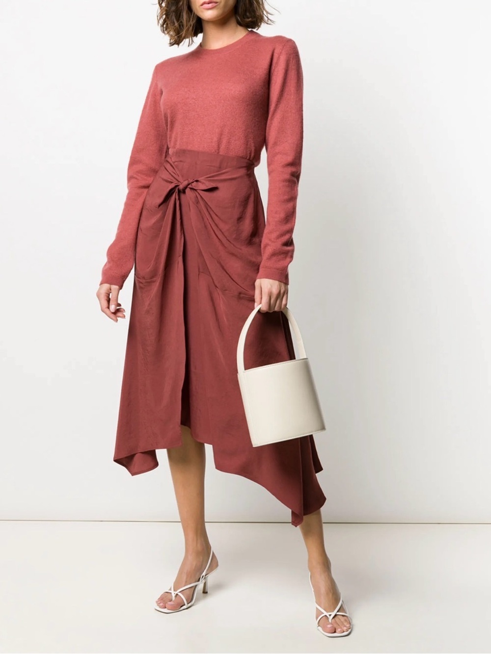 Vince Rust Midi Skirt with Front Twist